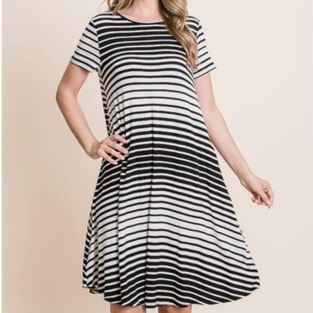 New Black & White Striped Dress